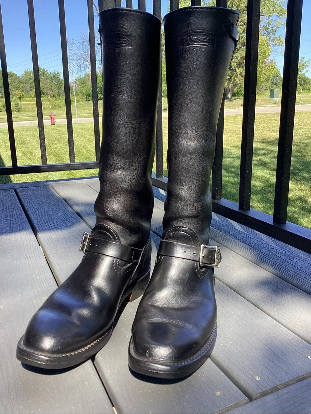 Men’s Wesco 10.5-11 Medium Big Boss 17” Tall Black Leather Motorcycle Boots